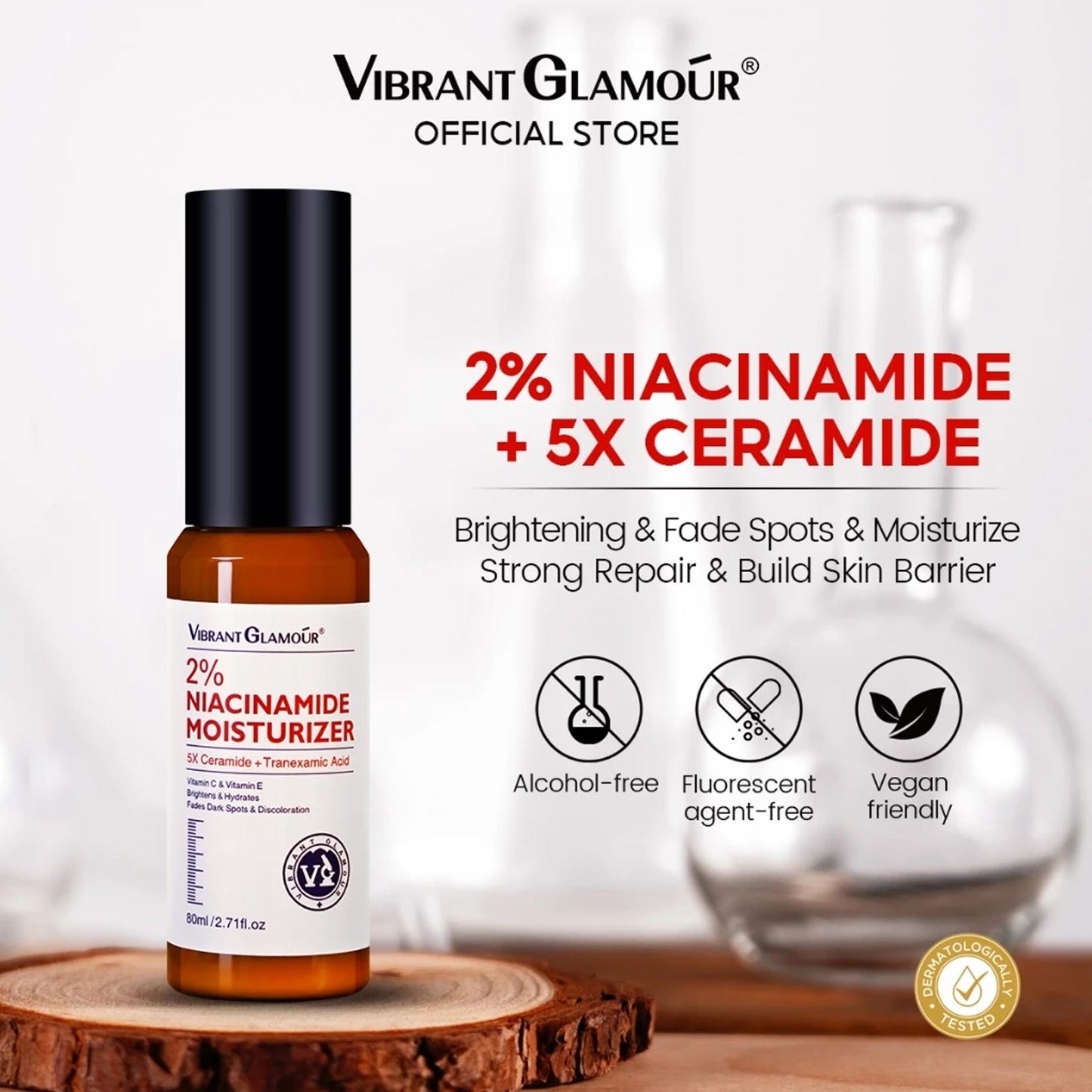 Niacinamide Whitening Face Moisturizer 5X Ceramide Skin Barrier Repair Redness Dryness Brightening Glowing Skin