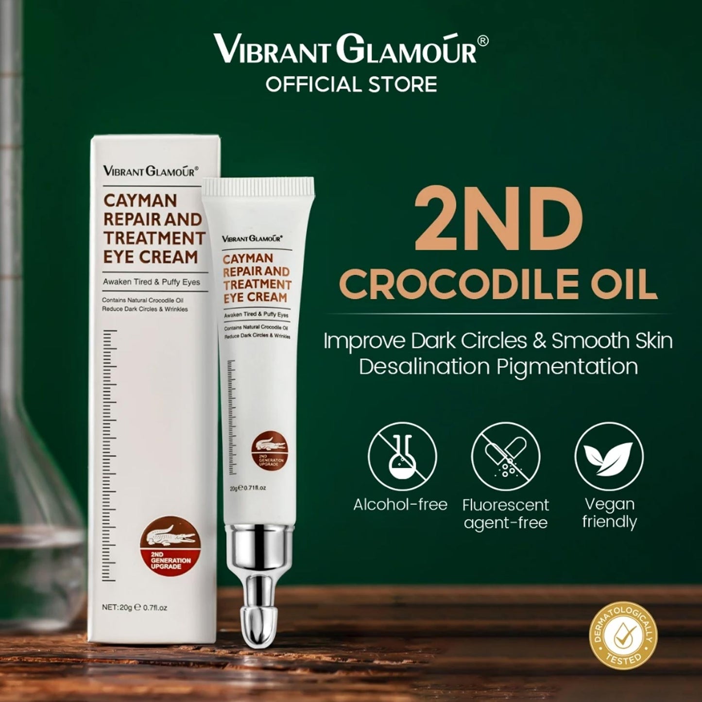 Crocodile Eye Cream Anti-aging Reduce Fine Lines Wrinkles Fading Dark Circles Puffiness Eye Bags Removal