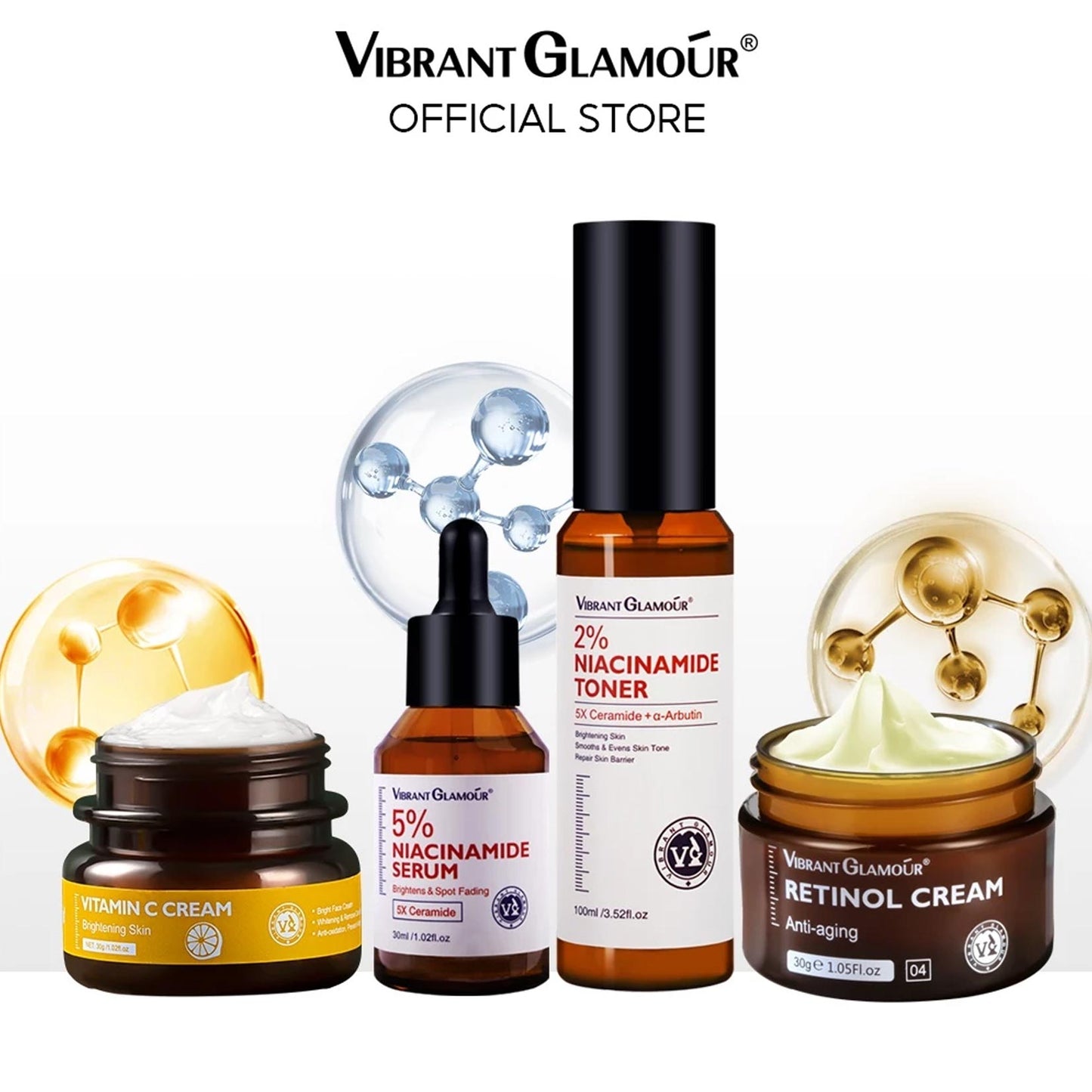 Advanced ABC Set Retinol Face Cream Vitamin C Niacinamide Serum Toner Facial Combo Anti-aging Whitening