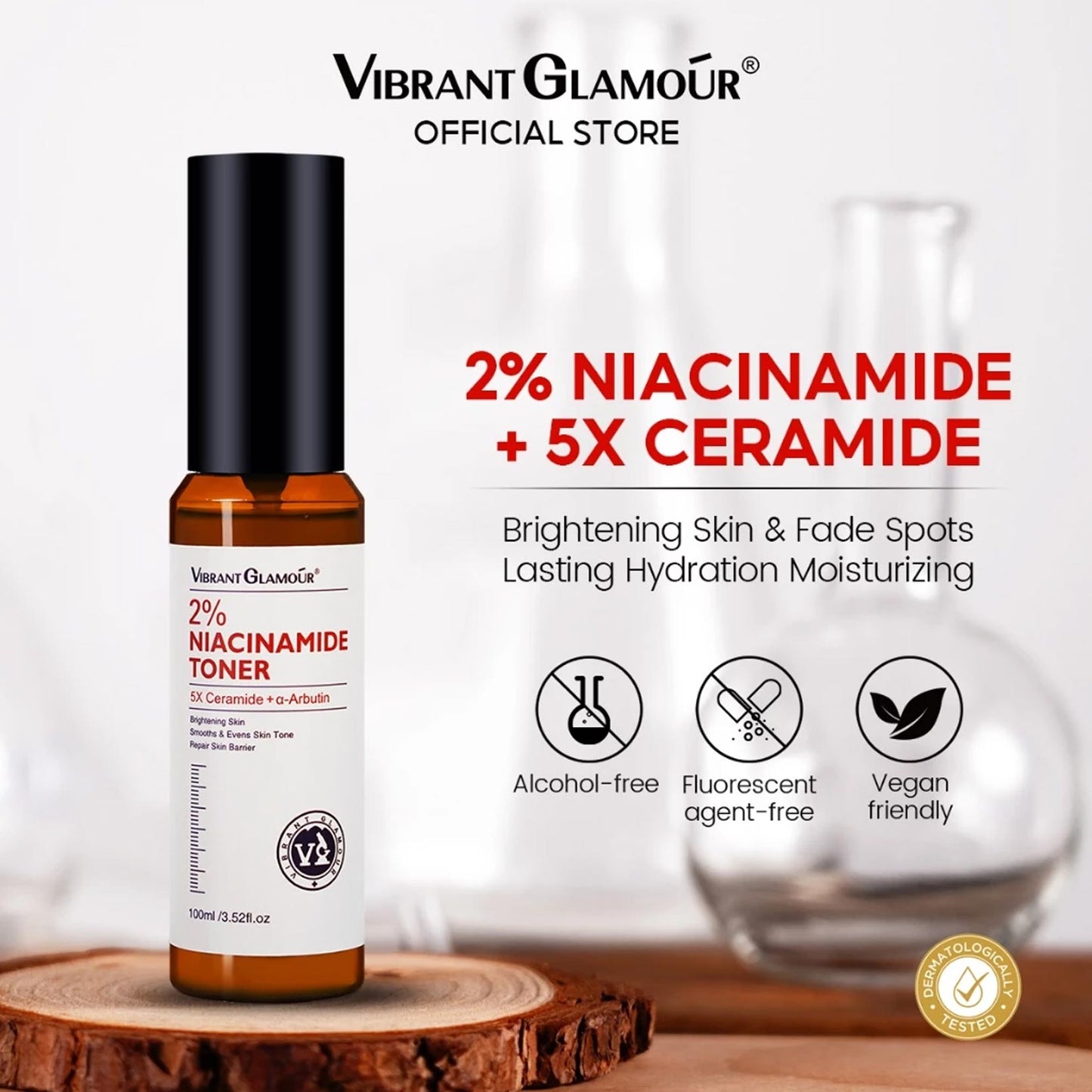 Niacinamide Whitening Face Toner 5X Ceramide Skin Barrier Repair Brightening Glowing Skin Fades Dark Spot