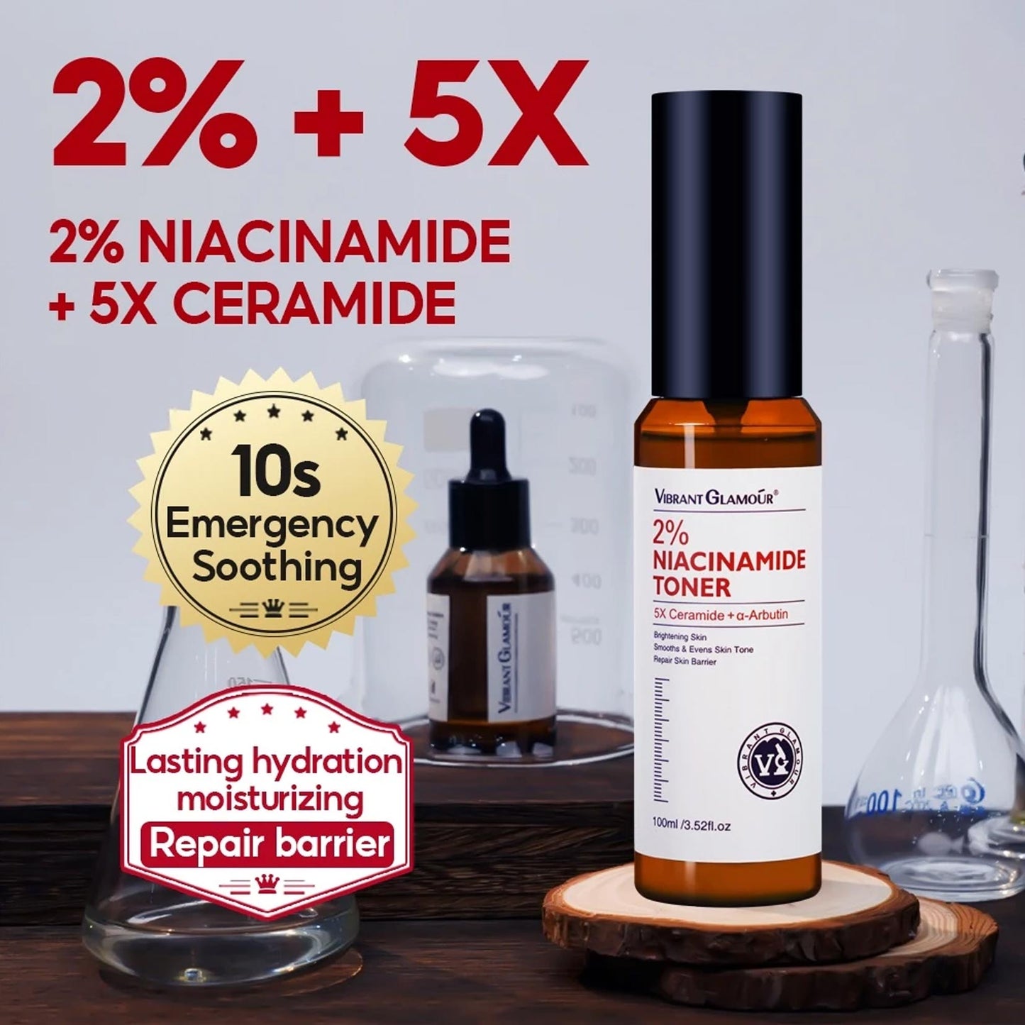 Niacinamide Whitening Face Toner 5X Ceramide Skin Barrier Repair Brightening Glowing Skin Fades Dark Spot
