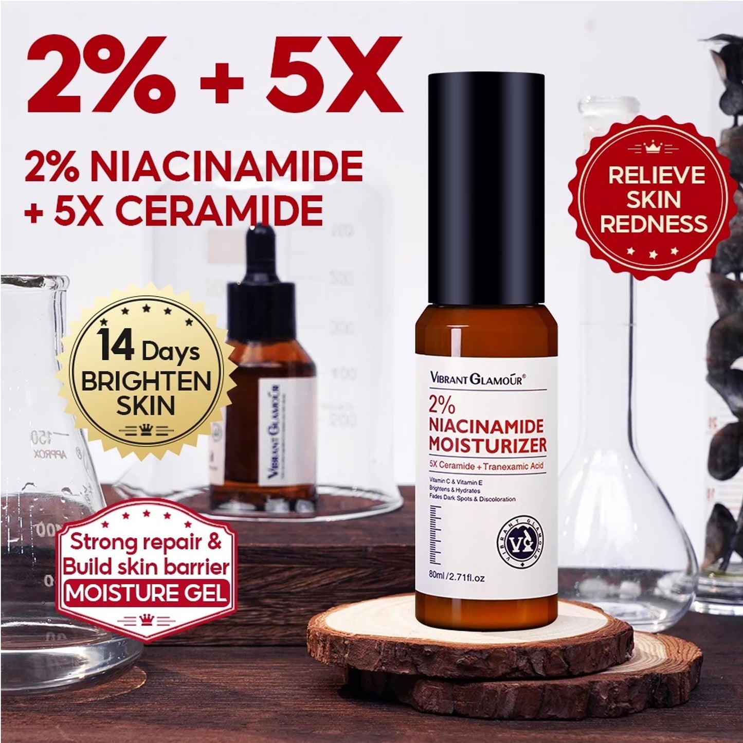 Niacinamide Whitening Face Moisturizer 5X Ceramide Skin Barrier Repair Redness Dryness Brightening Glowing Skin