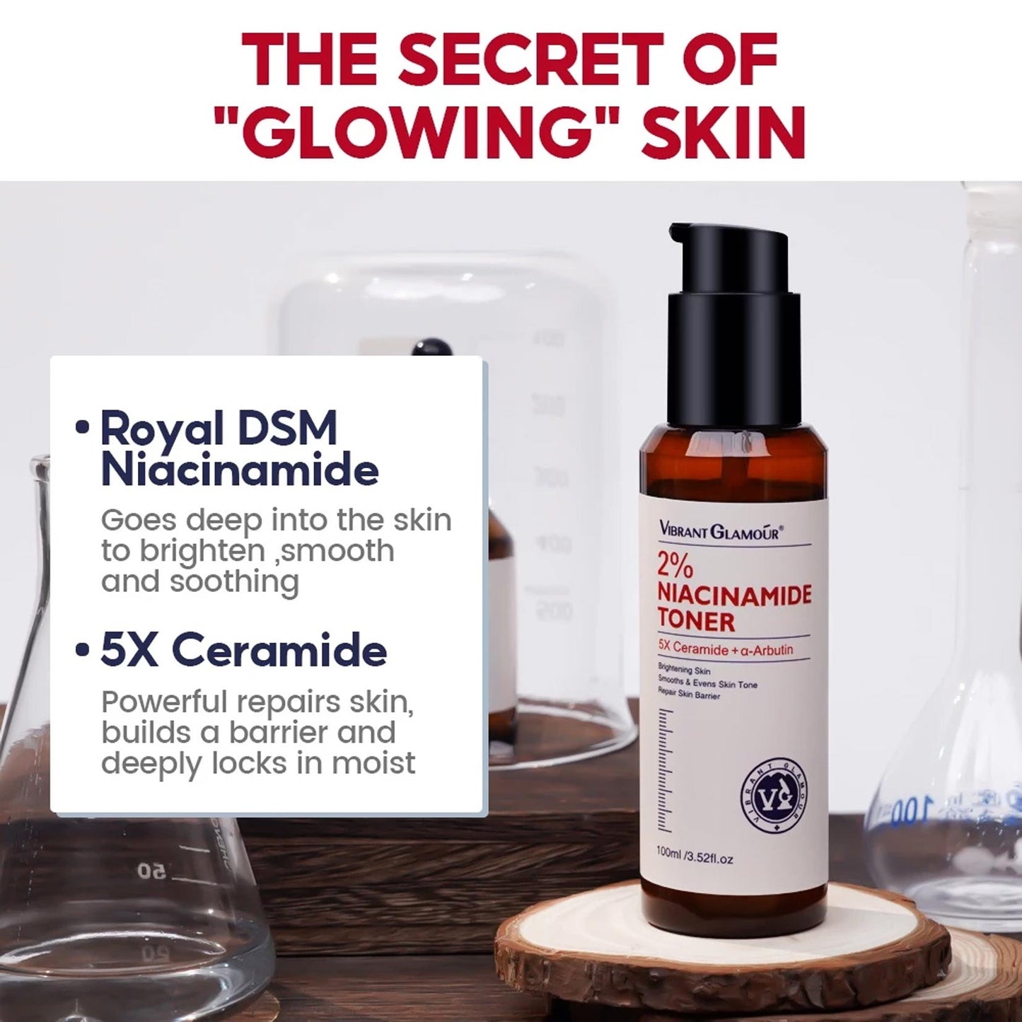 Niacinamide Whitening Face Toner 5X Ceramide Skin Barrier Repair Brightening Glowing Skin Fades Dark Spot
