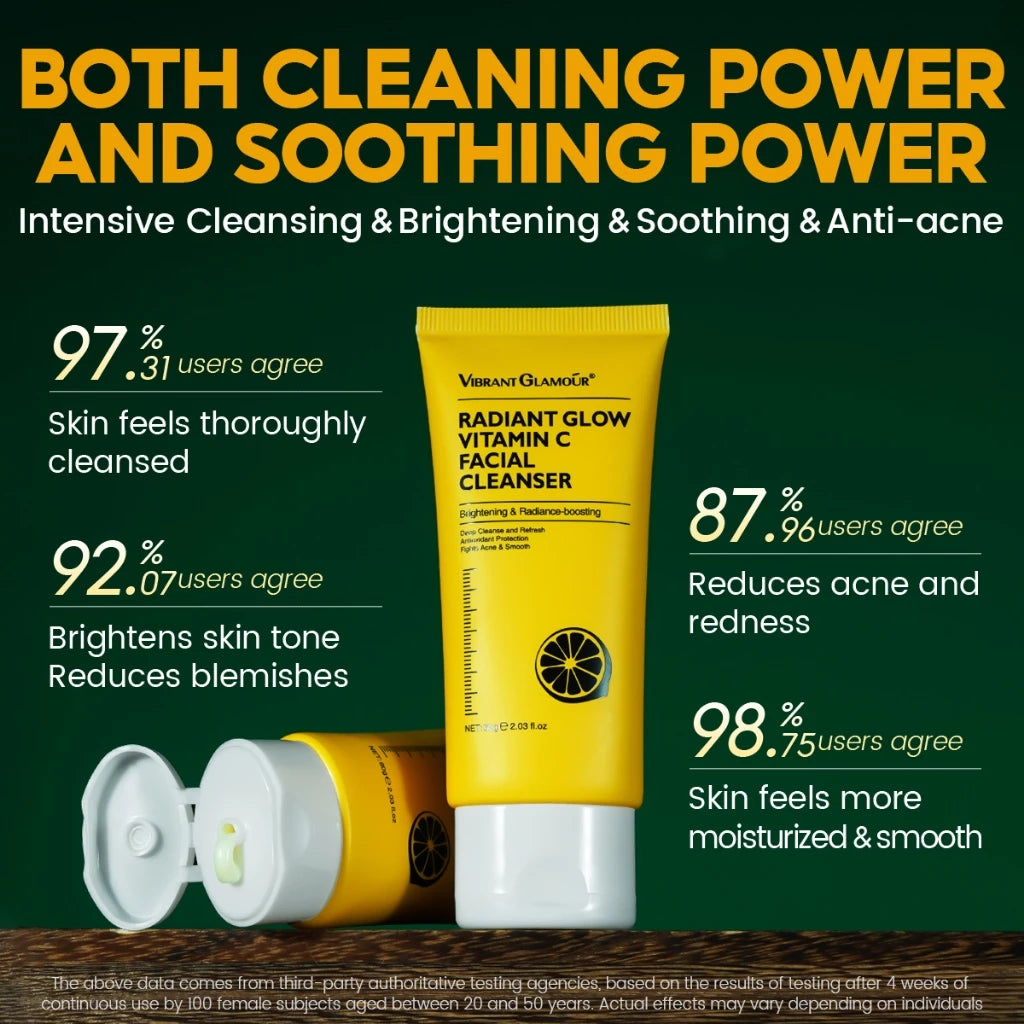 3-in-1 Radiant Vitamin C Facial Cleanser Deep Cleansing Acne Fighting Brightening With Centella Amino Acids