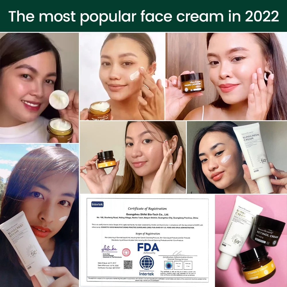 Anti-aging Sunblock Set Retinol Anti Wrinkle Face Cream VC Whitening Sunscreen Cream Vitamin C Fading Dark Spot