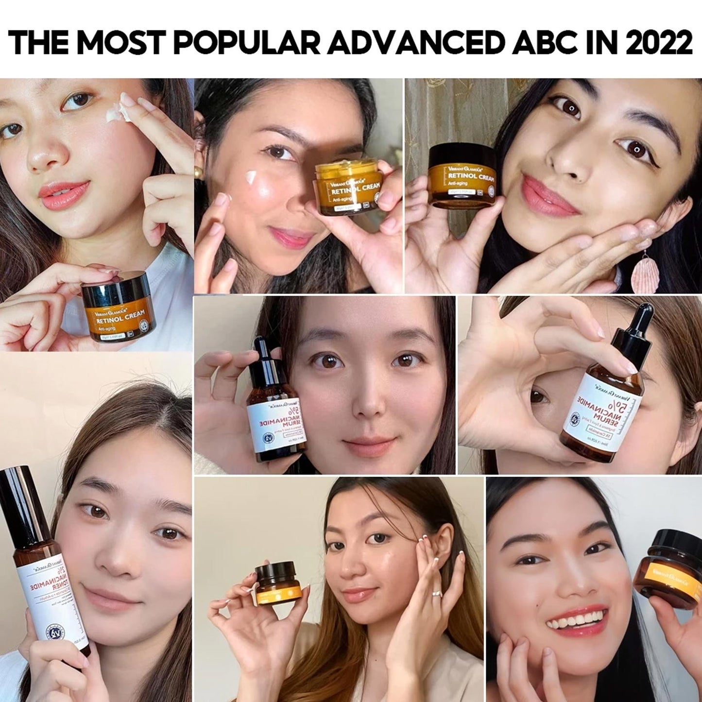 Advanced ABC Set Retinol Face Cream Vitamin C Niacinamide Serum Toner Facial Combo Anti-aging Whitening