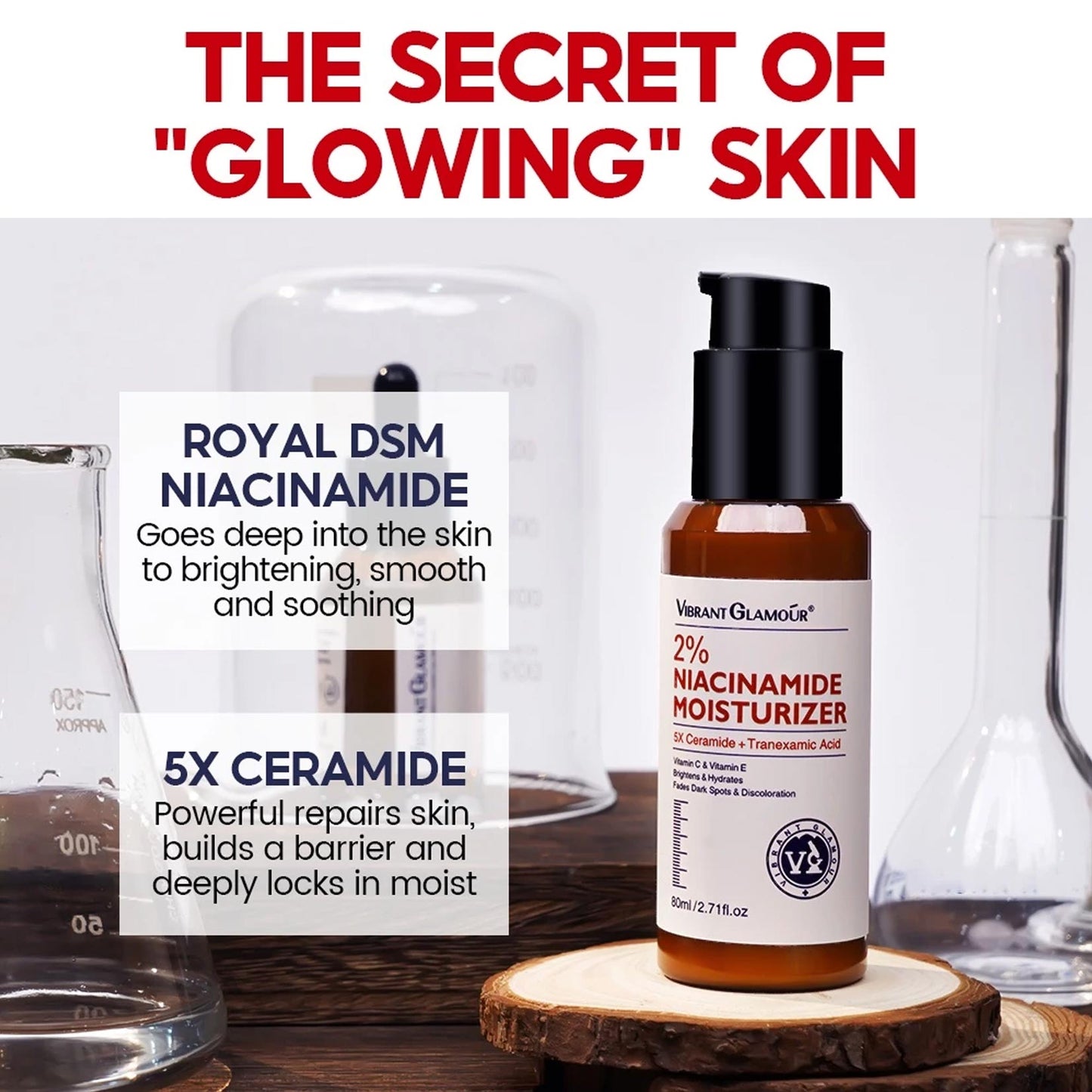 Niacinamide Whitening Face Moisturizer 5X Ceramide Skin Barrier Repair Redness Dryness Brightening Glowing Skin