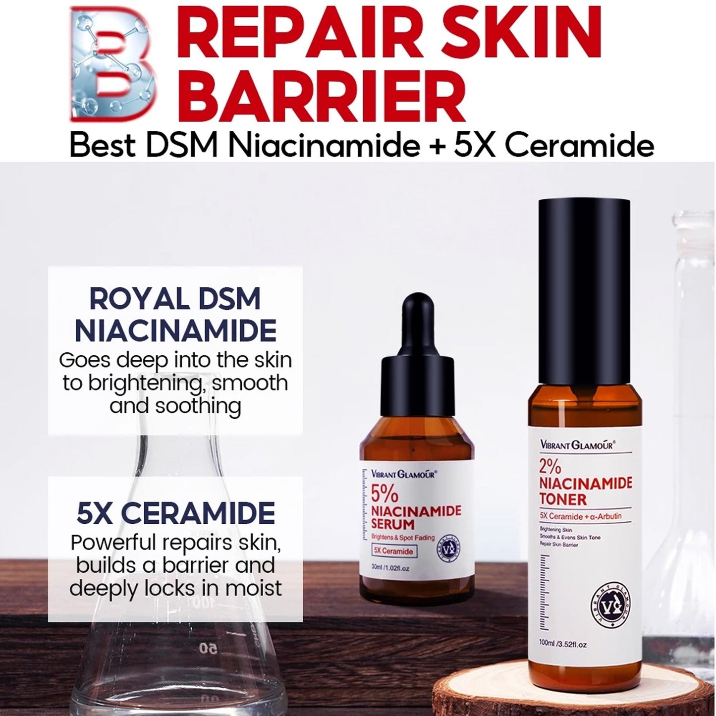 Advanced ABC Set Retinol Face Cream Vitamin C Niacinamide Serum Toner Facial Combo Anti-aging Whitening