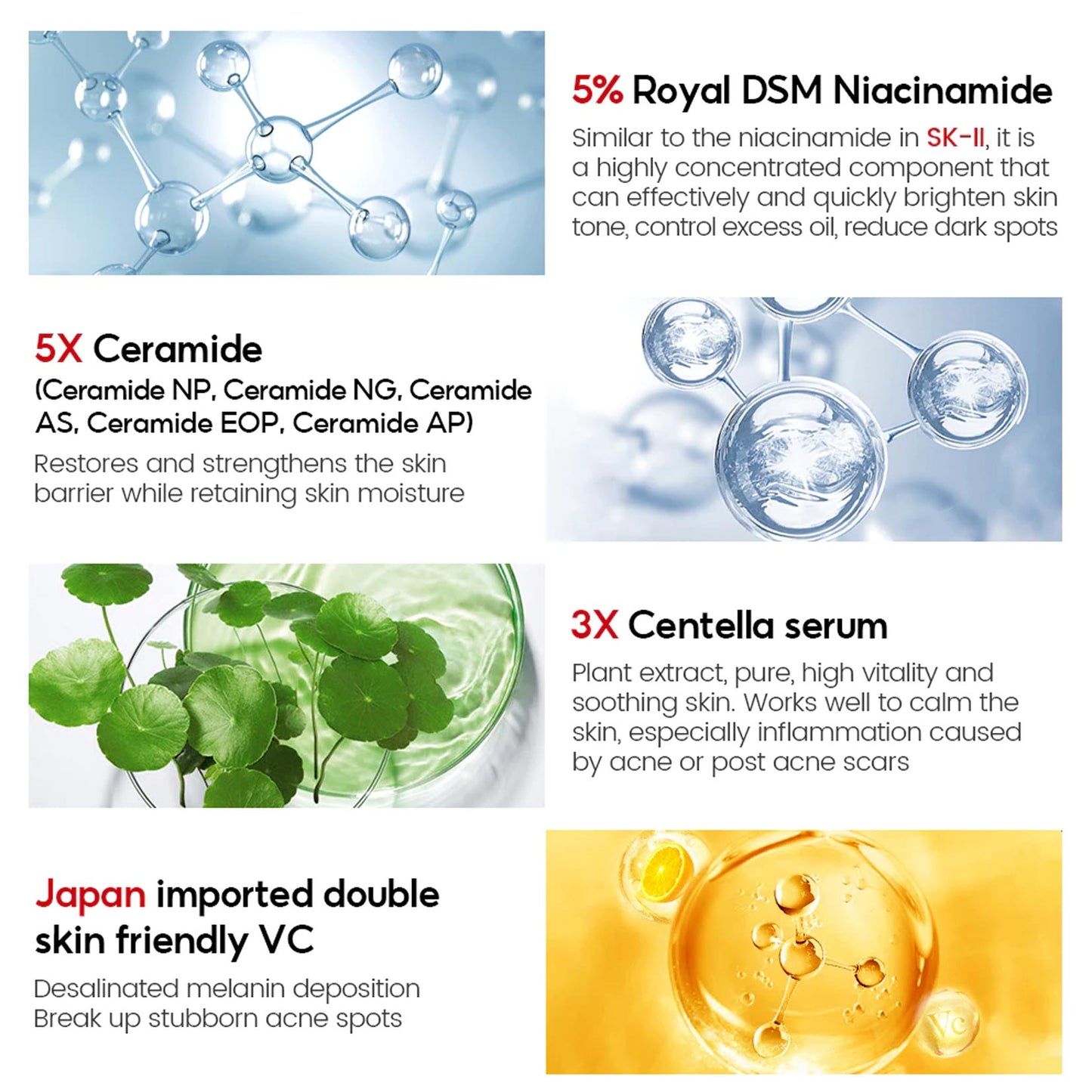 Anti Aging Whitening Set Retinol Face Cream Niacinamide Toner Serum 5X Ceramide 3X Centella Asiatica Skin Barrier