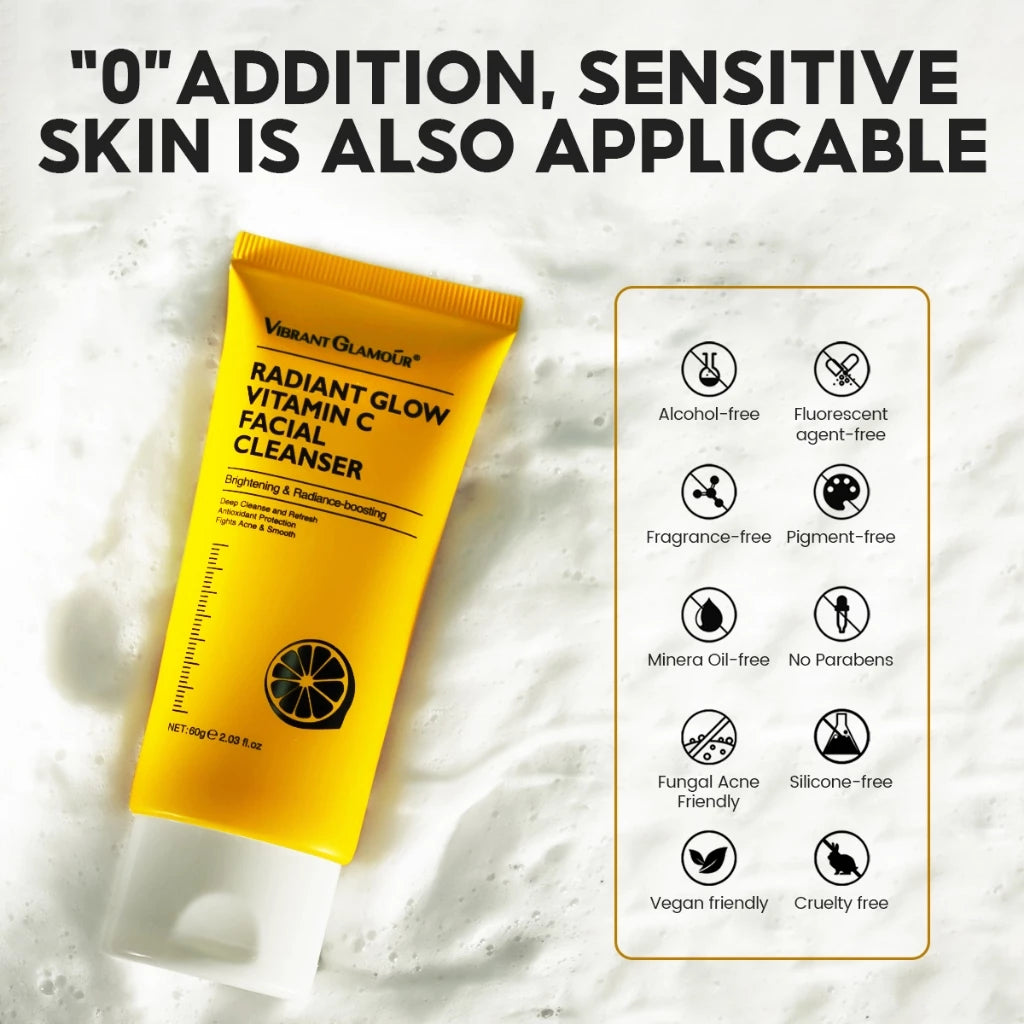 3-in-1 Radiant Vitamin C Facial Cleanser Deep Cleansing Acne Fighting Brightening With Centella Amino Acids