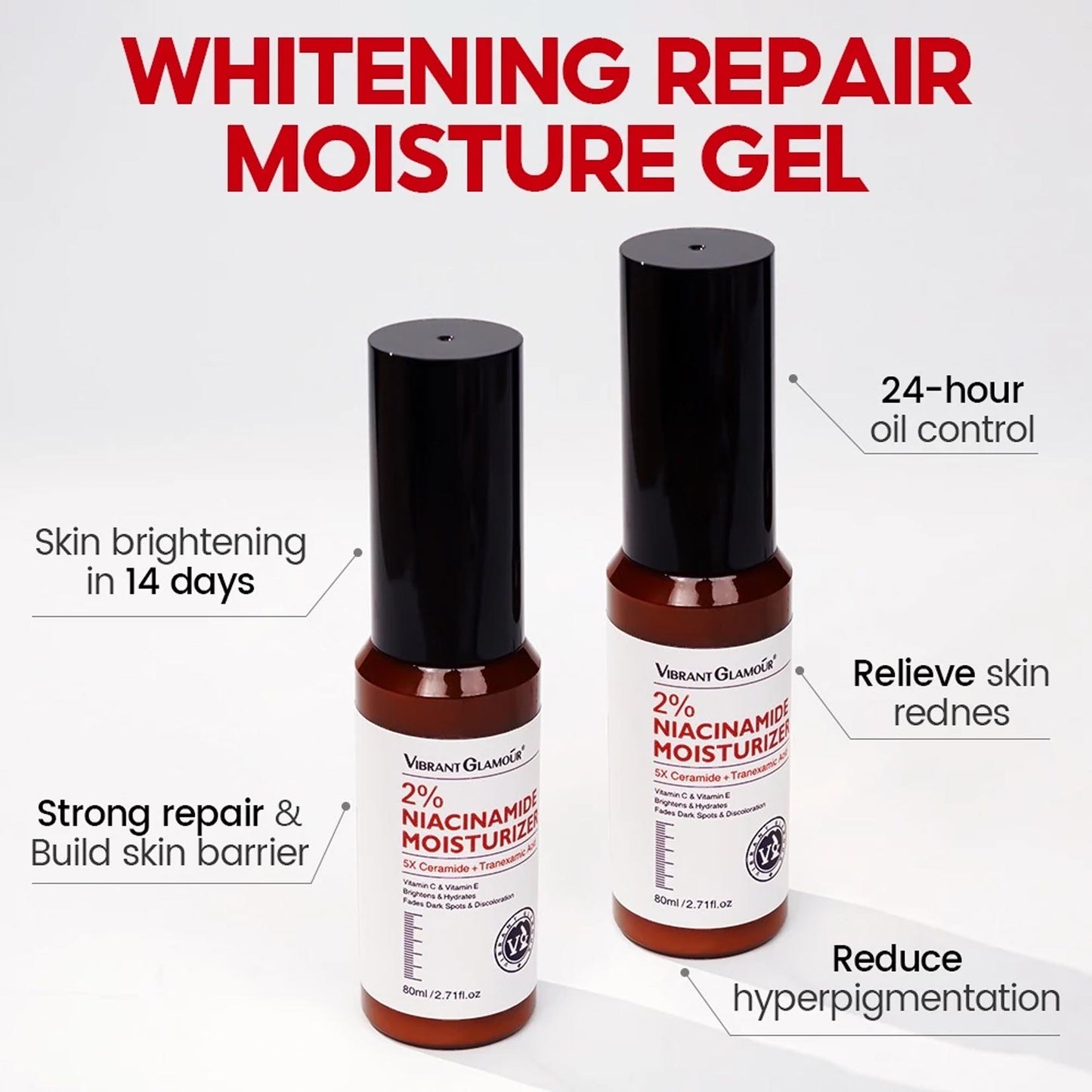 Niacinamide Whitening Face Moisturizer 5X Ceramide Skin Barrier Repair Redness Dryness Brightening Glowing Skin