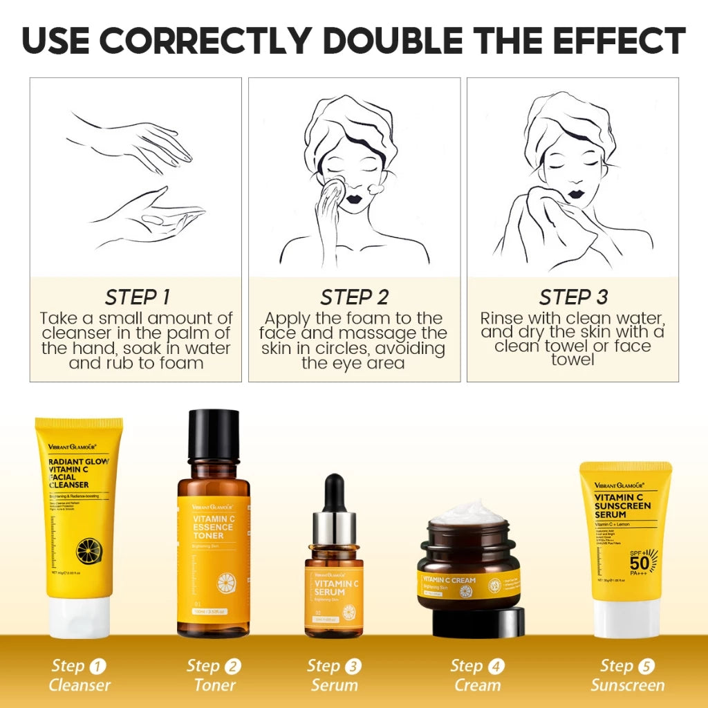 3-in-1 Radiant Vitamin C Facial Cleanser Deep Cleansing Acne Fighting Brightening With Centella Amino Acids