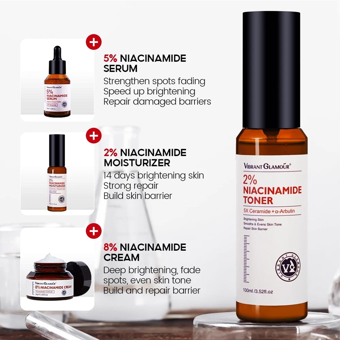 Niacinamide Whitening Face Toner 5X Ceramide Skin Barrier Repair Brightening Glowing Skin Fades Dark Spot