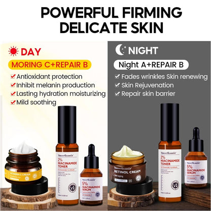 Advanced ABC Set Retinol Face Cream Vitamin C Niacinamide Serum Toner Facial Combo Anti-aging Whitening